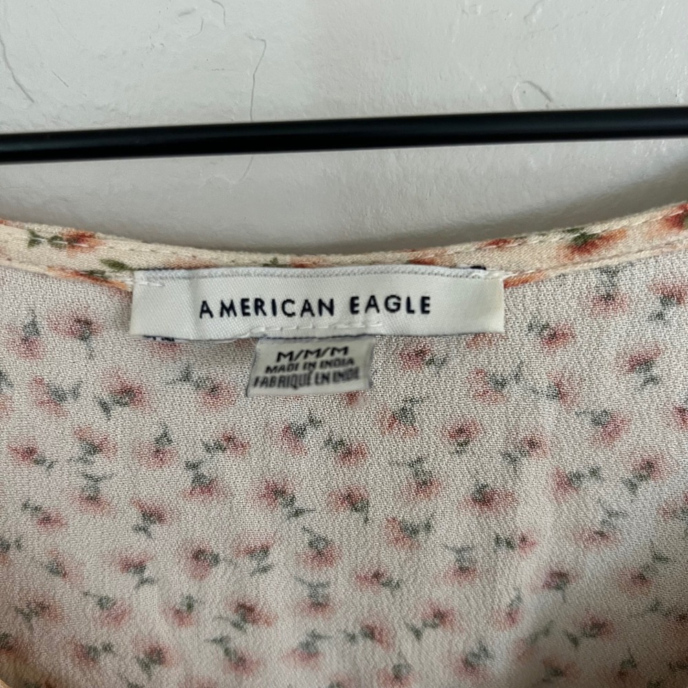 American‎ Eagle Ditsy Floral Print Mini Dress Tiered Long Sleeve Medium - Picture 6 of 10